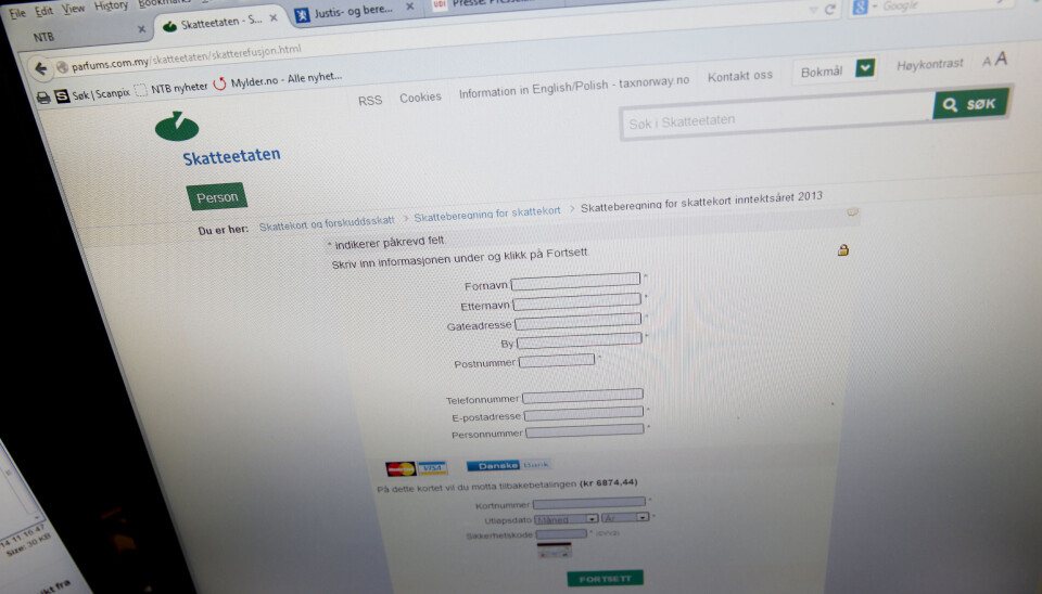 Her er e-post tilsynelatande frå Skatteetaten som fiskar etter person- og kredittkortopplysningar. Når det gjeld forsøk på slik svindel er det fleire teikn å sjå etter. Det er viktig å sjekke om avsendaradressa verkar mistenkjeleg.
Illustrasjonsfoto: Cornelius Poppe / NTB / NPK